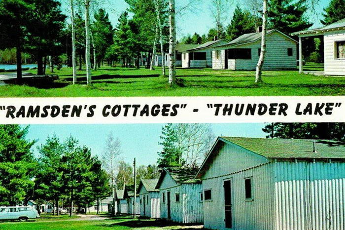 Thunder Lake Michigan Postcard Ramsdens Modern Cottages (newer photo)